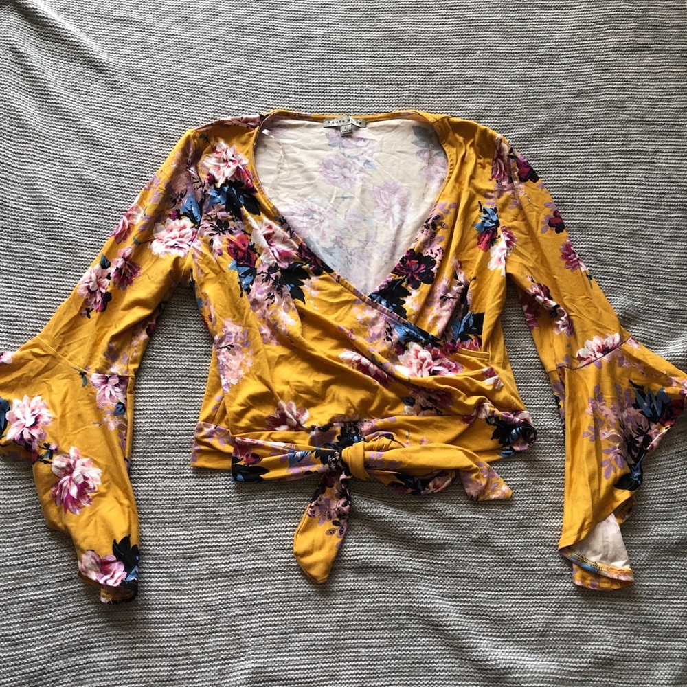 Yellow Cropped Floral Top